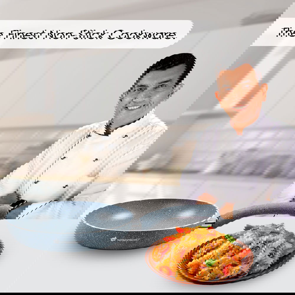 Granite 24 cm Non-Stick Fry Pan | 1.8 L | Grey | 5 Layer PFOA Free Non-Stick Coating | Compatible with Hot Plate, Hobs, Gas Stove, Ceramic Plate and Induction cooktop | 2 Years Warranty