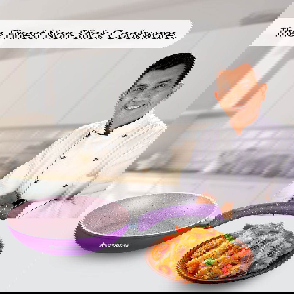 Granite 24 cm Non-Stick Fry Pan | 1.8L | Purple | 5 Layer PFOA Free Non-Stick Coating | Compatible with Hot Plate, Hobs, Gas Stove, Ceramic Plate and Induction cooktop | 2 Year Warranty