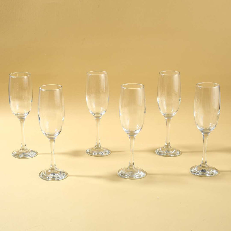 Modena Champagne Flute Glass 190 Ml (Set Of 6)