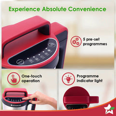 NEO Automatic Soup Maker | 1.6 Litre | 900W Heater | Stainless Steel Blades | Stainless Steel Jug | 5 Pre-Set Functions | Red | Black | Steel | One Touch Operation | Touch Control Panel | 30 Minute Cook Time | 2 Years Warranty