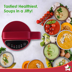 NEO Automatic Soup Maker | 1.6 Litre | 900W Heater | Stainless Steel Blades | Stainless Steel Jug | 5 Pre-Set Functions | Red | Black | Steel | One Touch Operation | Touch Control Panel | 30 Minute Cook Time | 2 Years Warranty
