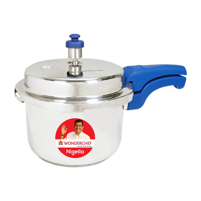 Nigella Induction Base 3L Stainless Steel Pressure Cooker with Outer Lid Blue