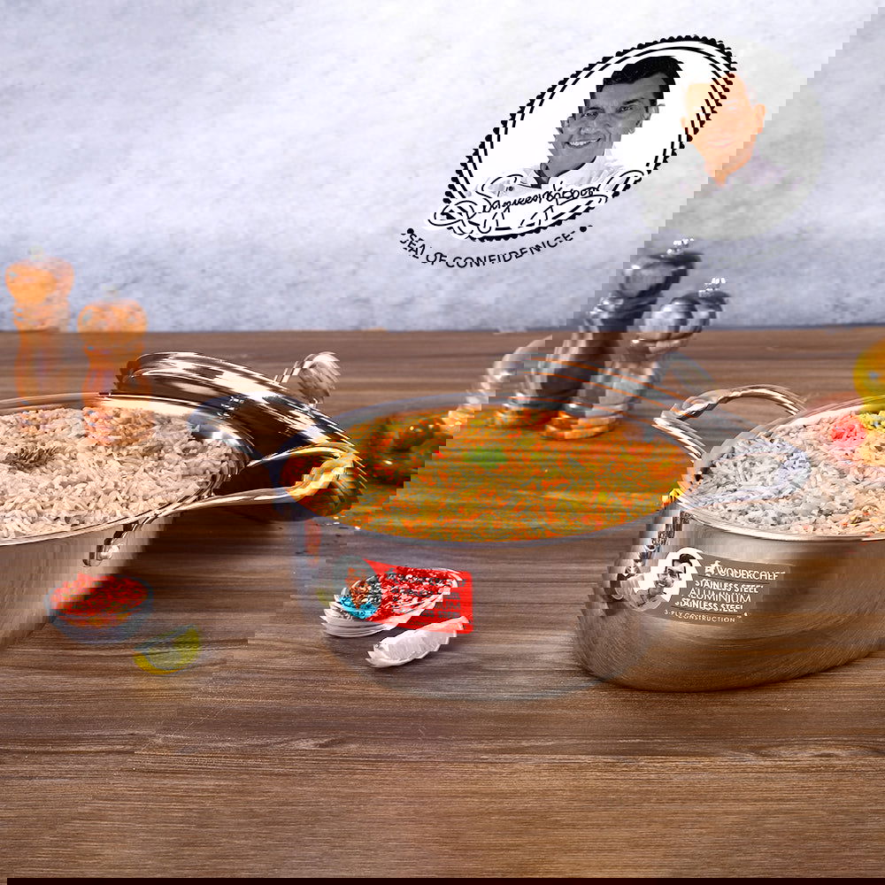 Nigella Tri-ply Stainless Steel 20 cm Casserole | 3 Litres | 2.6mm Thickness | Induction base | Compatible with all cooktops | Riveted Cool-Touch Handle | 10 Year Warranty