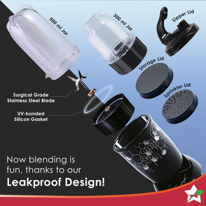 Nutri-blend Photon 400W Mixer Grinder, 22000 RPM Motor, Smoothie Maker, Masala Grinder, Chutney Blender, 3 Unbreakable Jars, Recipe Book by Chef Sanjeev Kapoor, 2 Yr Warranty, Black