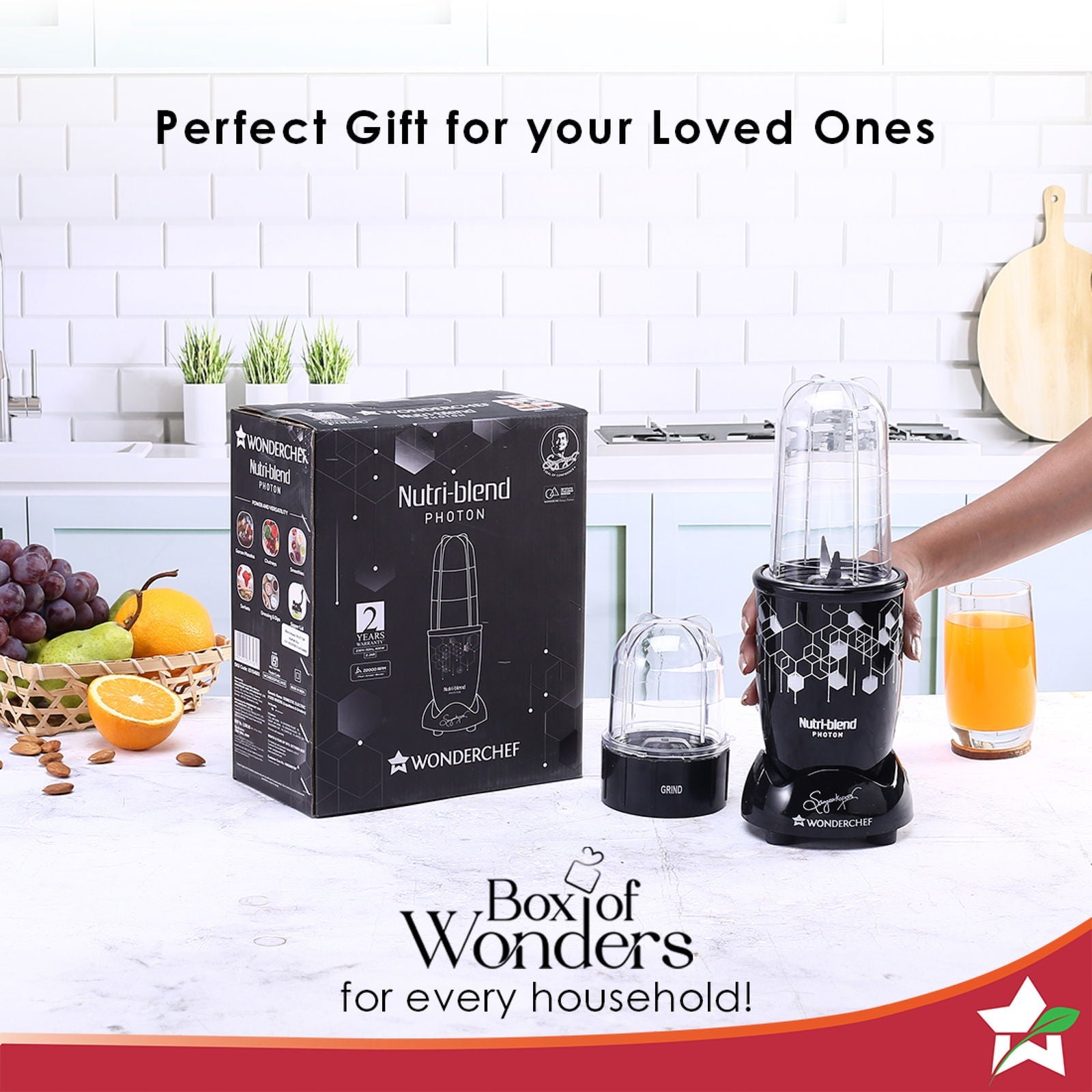 Nutri-blend Photon 400W Mixer Grinder, 22000 RPM Motor, Smoothie Maker, Masala Grinder, Chutney Blender, 3 Unbreakable Jars, Recipe Book by Chef Sanjeev Kapoor, 2 Yr Warranty, Black