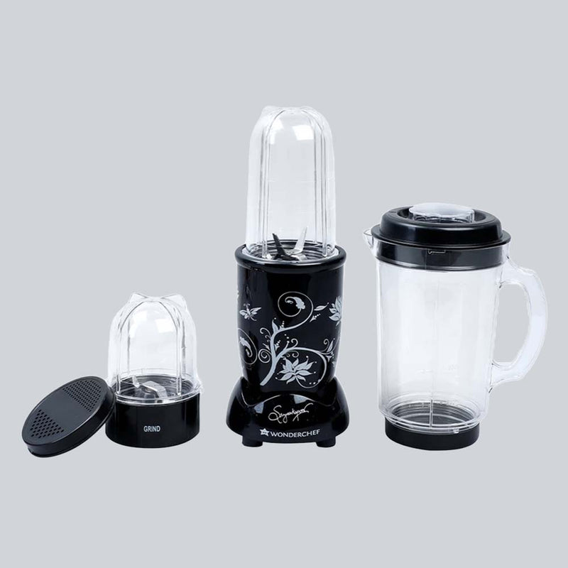 Wonderchef Nutri-blend 300W Mixer Grinder, Blender with 3 Unbreakable Jars in Black, Suitable for USA and Canada Only, S