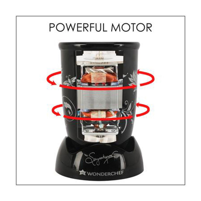 Wonderchef Nutri-blend 300W Mixer Grinder, Blender with 3 Unbreakable Jars in Black, Suitable for USA and Canada Only, S