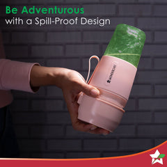 Nutri-Cup Portable Blender | USB Charging | Smoothie maker | SS Blades | Battery Operated Rechargeable Blender | 300ml | Compact Size | Pink