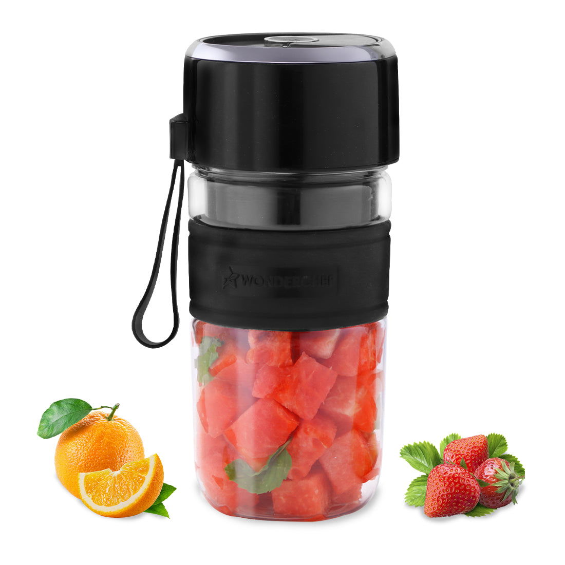 Nutri-cup Zip Portable Blender | 350ml | Blend & Sip with Flip Top Sipper Lid | For Smoothies, Juices, Shakes, Coffee | 2000 mAh Battery | 20 Blending Cycles in One Charge | Type C Charging | Black