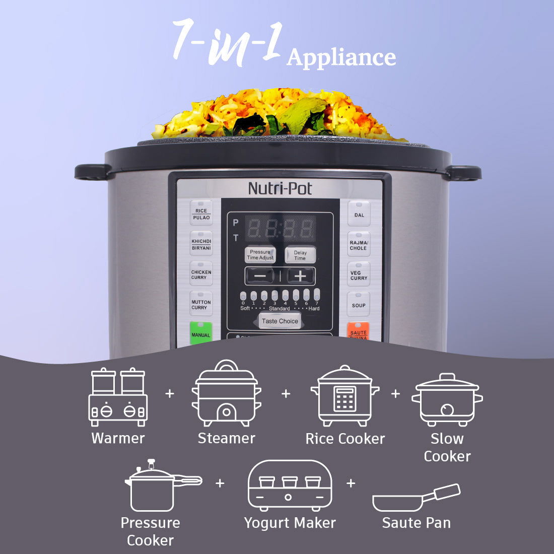 Nutri-Pot 3L Electric Pressure Cooker with 7-in-1 Functions