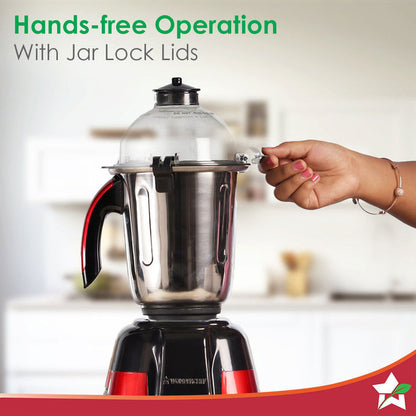 Platinum Food Processor-Mixer-Grinder | 750W Copper Motor | Blades for Slicing, Shredding, Kneading, Juliennes, French-Fries | 4 Jars for Dry/Wet Grinding, Blending | 5 Yr Warranty on Motor