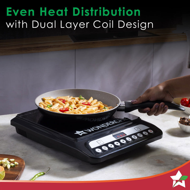 Wonderchef Power 1400W Induction Cooktop with 11 Preset Functions, Push Touch Control Button Induction Cooktop, 2 Years 