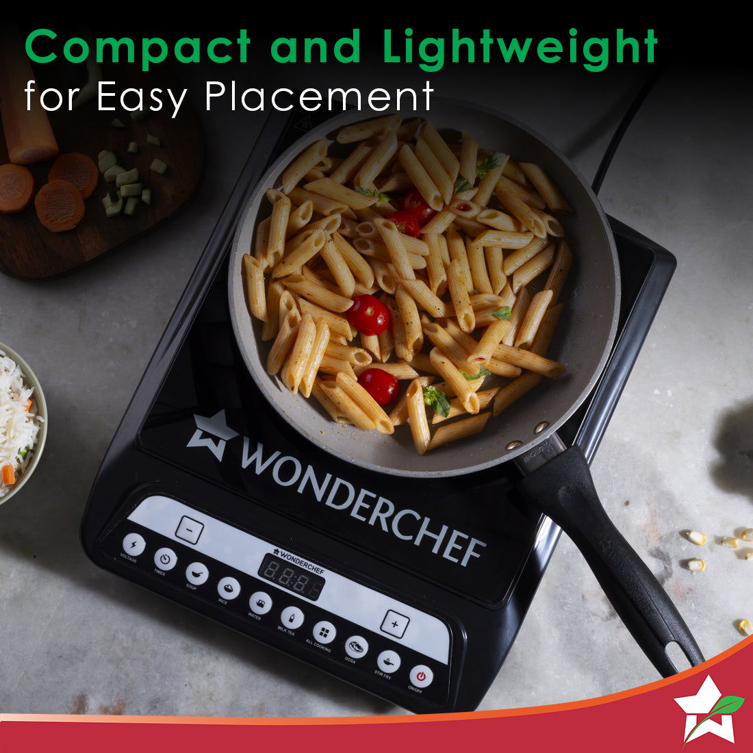 Wonderchef Power 1400W Induction Cooktop with 11 Preset Functions, Push Touch Control Button Induction Cooktop, 2 Years 