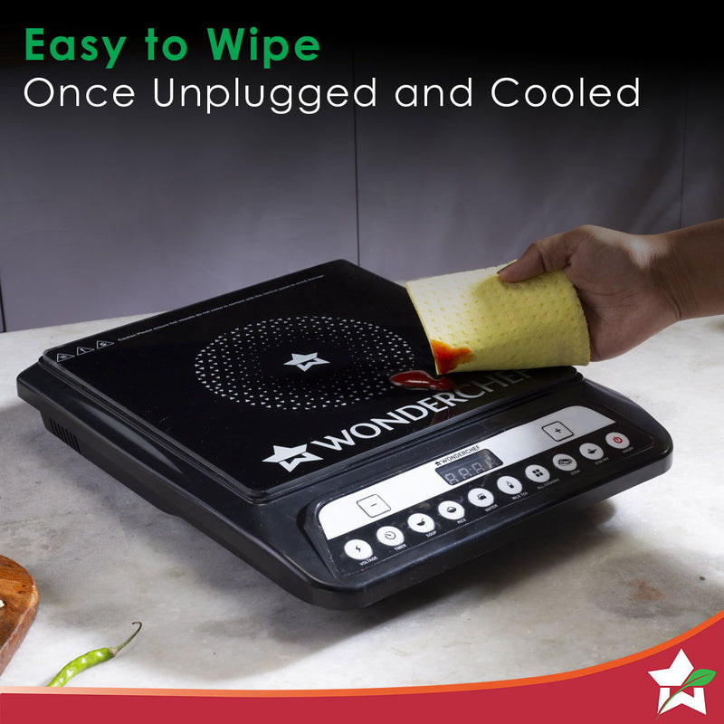 Wonderchef Power 1400W Induction Cooktop with 11 Preset Functions, Push Touch Control Button Induction Cooktop, 2 Years 