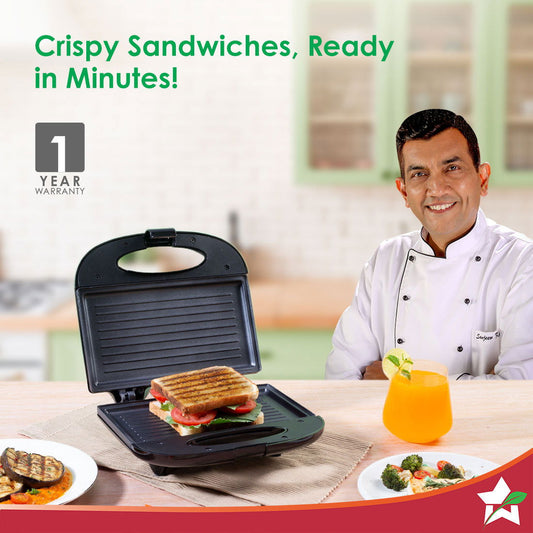 Prato Plus Griller (800W) & Crescent Electric Kettle | Healthy Non-stick Aluminium Grill Plates | Sleek and Compact Design | 1.8 L Kettle Capacity | Boil Water in 5 Mins