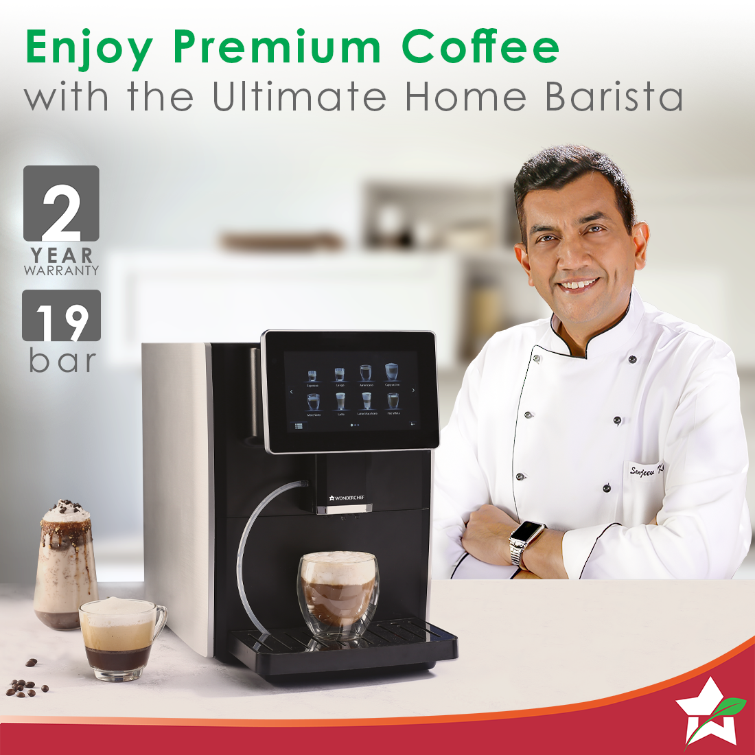Wonderchef Regalia 19 Bar Fully Automatic Coffee Maker | Bean to Cup| 7 Inch Display for Custom Controls | Espresso, Ame