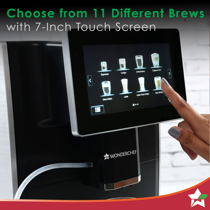 Wonderchef Regalia 19 Bar Fully Automatic Coffee Maker | Bean to Cup| 7 Inch Display for Custom Controls | Espresso, Ame