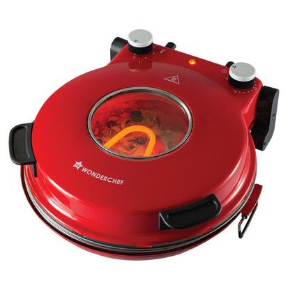 Wonderchef Regalia Pizza Maker | Crispy Pizzas in 5 Minutes with Rapid Cooking over 450°C | Wood-Fired Pizza-Like Taste | Lava Stone Base for Golden Crust | 1200W, 12-in Diameter | 2-Year Warranty