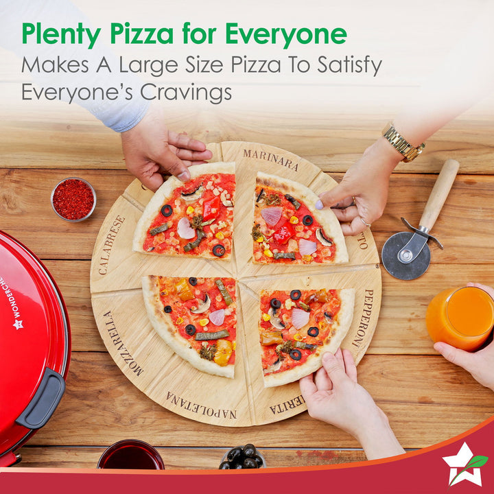 Wonderchef Regalia Pizza Maker | Crispy Pizzas in 5 Minutes with Rapid Cooking over 450°C | Wood-Fired Pizza-Like Taste | Lava Stone Base for Golden Crust | 1200W, 12-in Diameter | 2-Year Warranty
