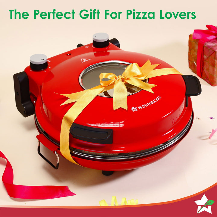 Wonderchef Regalia Pizza Maker | Crispy Pizzas in 5 Minutes with Rapid Cooking over 450°C | Wood-Fired Pizza-Like Taste | Lava Stone Base for Golden Crust | 1200W, 12-in Diameter | 2-Year Warranty