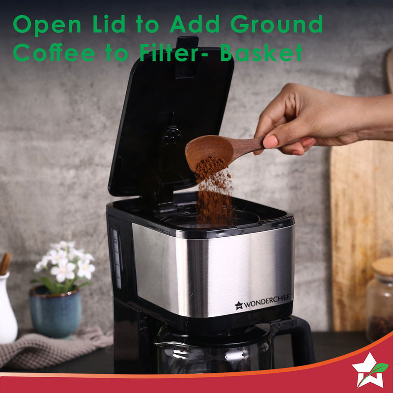 Wonderchef Regalia Pronto Brew Coffee Maker | Drip Coffee | 6 Cups Coffee | 750 ml Borosilicate Glass Carafe with Hot Pl