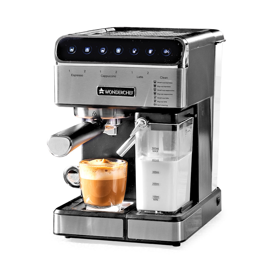 Wonderchef Regenta 20 Bar Automatic Coffee Maker | Espresso, Cappuccino, Latte, Mocha | Auto Frothing | Built-in Milk co