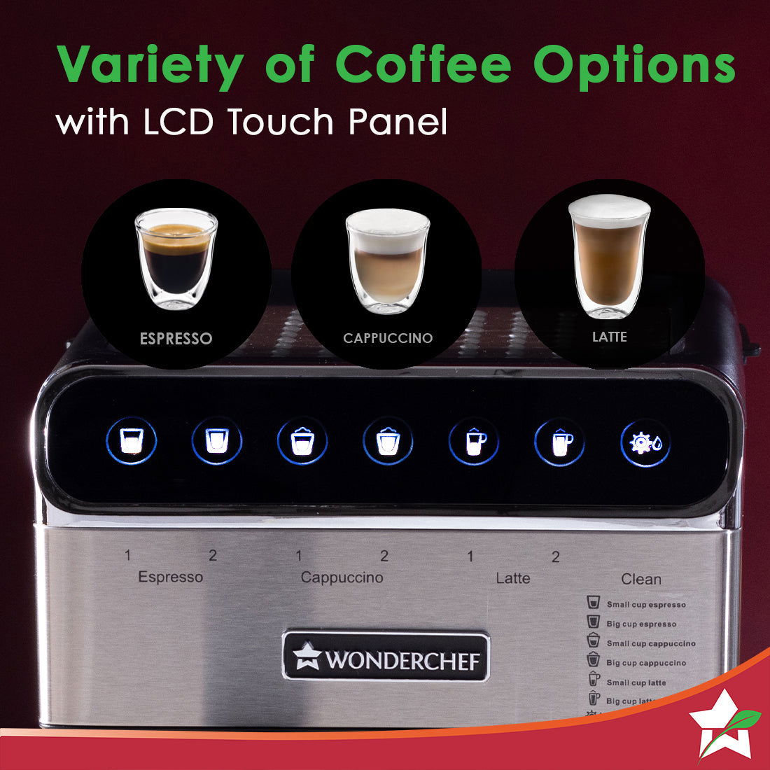 Wonderchef Regenta 20 Bar Automatic Coffee Maker | Espresso, Cappuccino, Latte, Mocha | Auto Frothing | Built-in Milk co