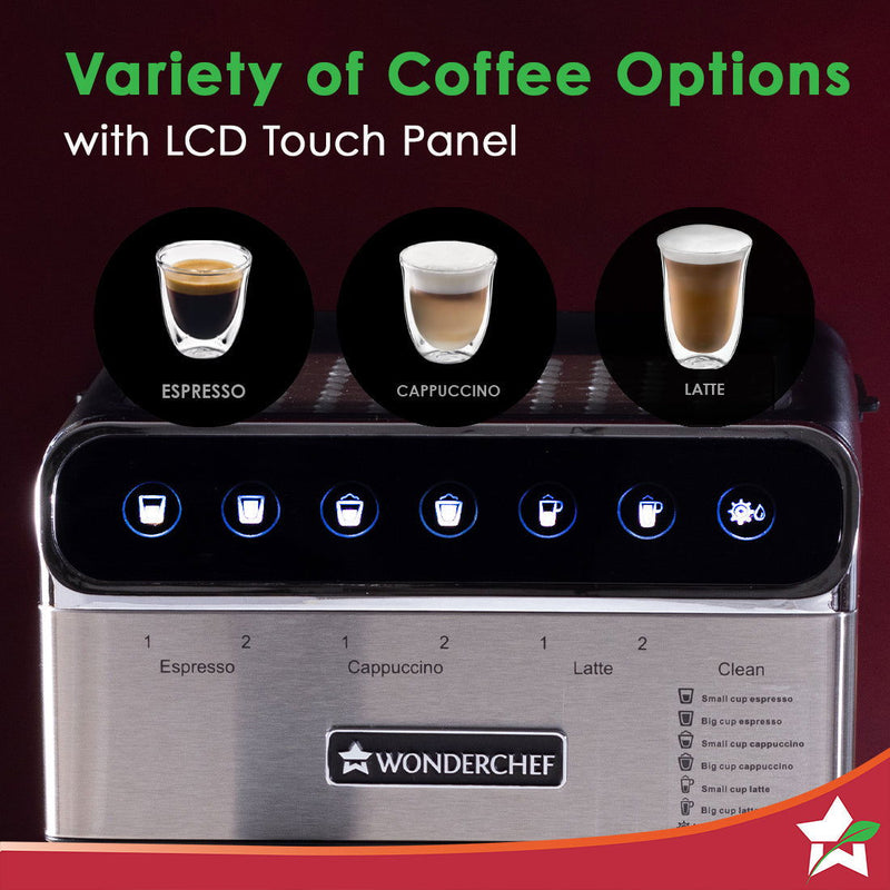 Wonderchef Regenta 20 Bar Automatic Coffee Maker | Espresso, Cappuccino, Latte, Mocha | Auto Frothing | Built-in Milk co
