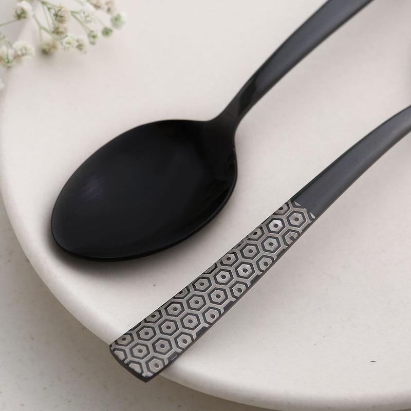 Roma Dinner Spoon - Black - Set of 6pcs