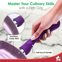 Royal Velvet 20cm Grill Pan | Soft-touch handles |Non – Toxic I Virgin Aluminium| 3 mm thick | 2 year warranty | Purple