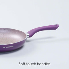 Royal Velvet Non-Stick 26 cm Fry Pan with Induction Bottom & Soft-Touch Handle | Virgin Grade Aluminium | PFOA & Heavy Metals Free | 3 mm thick | 2.1 litres | 2 Years Warranty | Purple