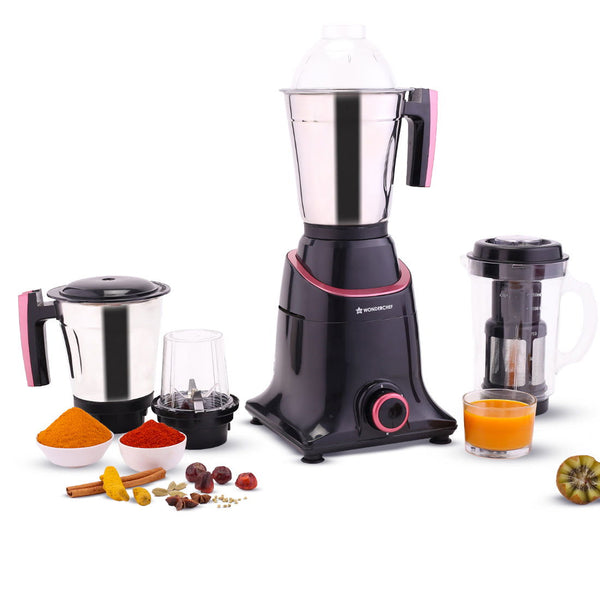 Galaxy Mixer Grinder 750W 100% Copper Motor, 4 Stainless Steel Jars, Black & Grey, 5 Years Warranty