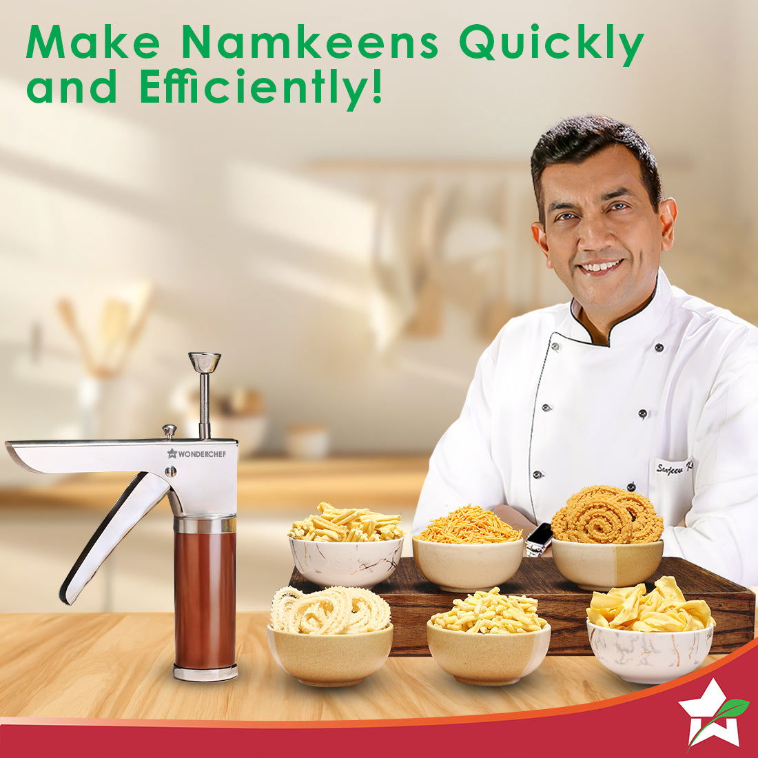 Wonderchef Snacks Maker with 12 different jalis, High-grade Stainless Stell Plates for making Sev, Bhujiya, Papdi, Gathi