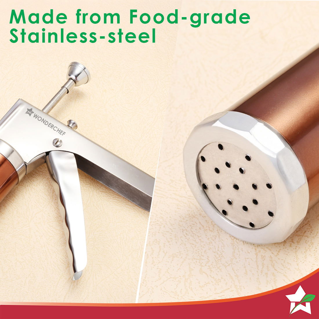 Wonderchef Snacks Maker with 12 different jalis, High-grade Stainless Stell Plates for making Sev, Bhujiya, Papdi, Gathi
