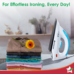 Wonderchef Swift Dry Iron | 1000W | Non-Stick Coated Sole Plate | Button Groove | Precision Tip | Temperature Control Di