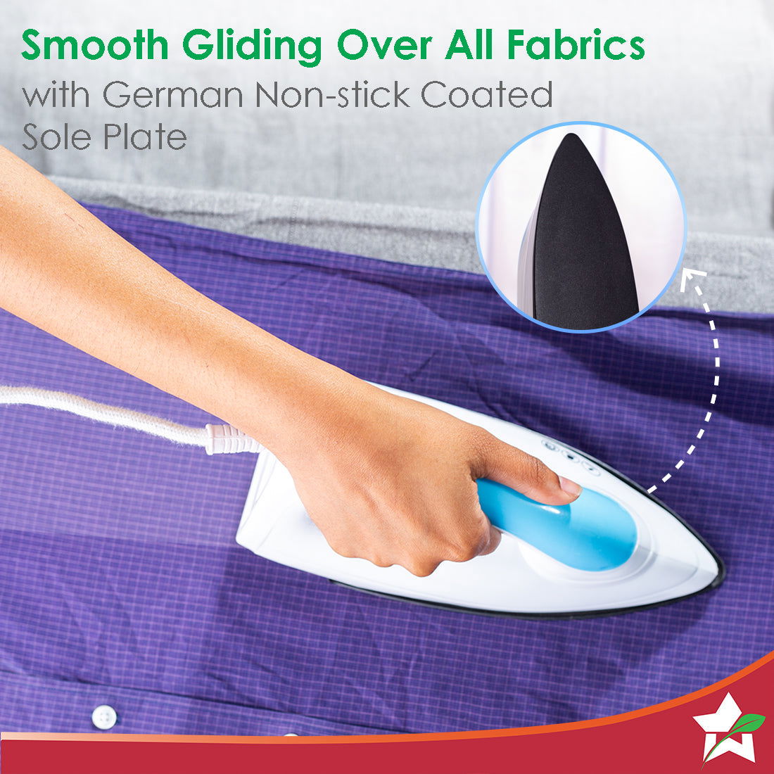 Wonderchef Swift Dry Iron | 1000W | Non-Stick Coated Sole Plate | Button Groove | Precision Tip | Temperature Control Di