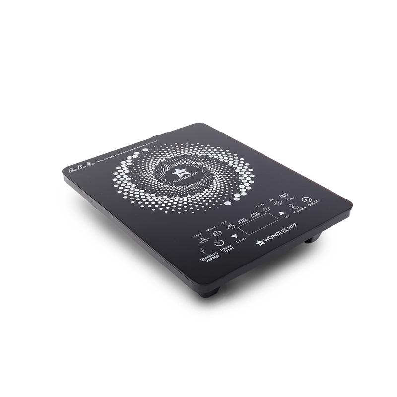 Wonderchef Swift Induction Cooktop with 8 Power Settings|2200 Watt Induction Cooktop| Pre-set Menus for Soups, Curries, Dals, Saute Masala|Crystal Glass Top Surface| LCD Digital Panel | Smart Touch Buttons|Compact & Portable Induction Cooktop-1