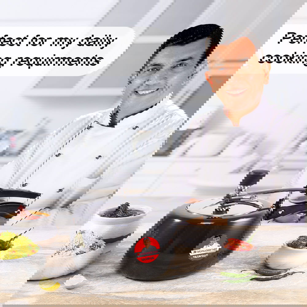 Taurus Hard Anodized 3L Inner Lid Pressure cooker, SS Lid, Soft Touch Handles for Durability, Induction Friendly, Black, 5 year warranty, ISI Certified