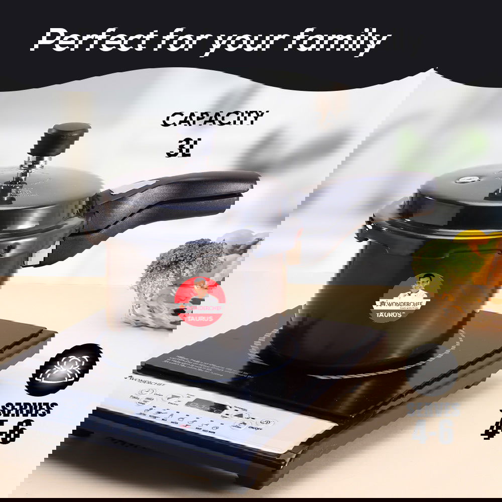 Taurus Hard Anodized 3L Outer Lid Pressure Cooker, SS Lid, Soft Touch Handles for Durability,  Induction Friendly, Black, 5 year warranty, ISI Certified