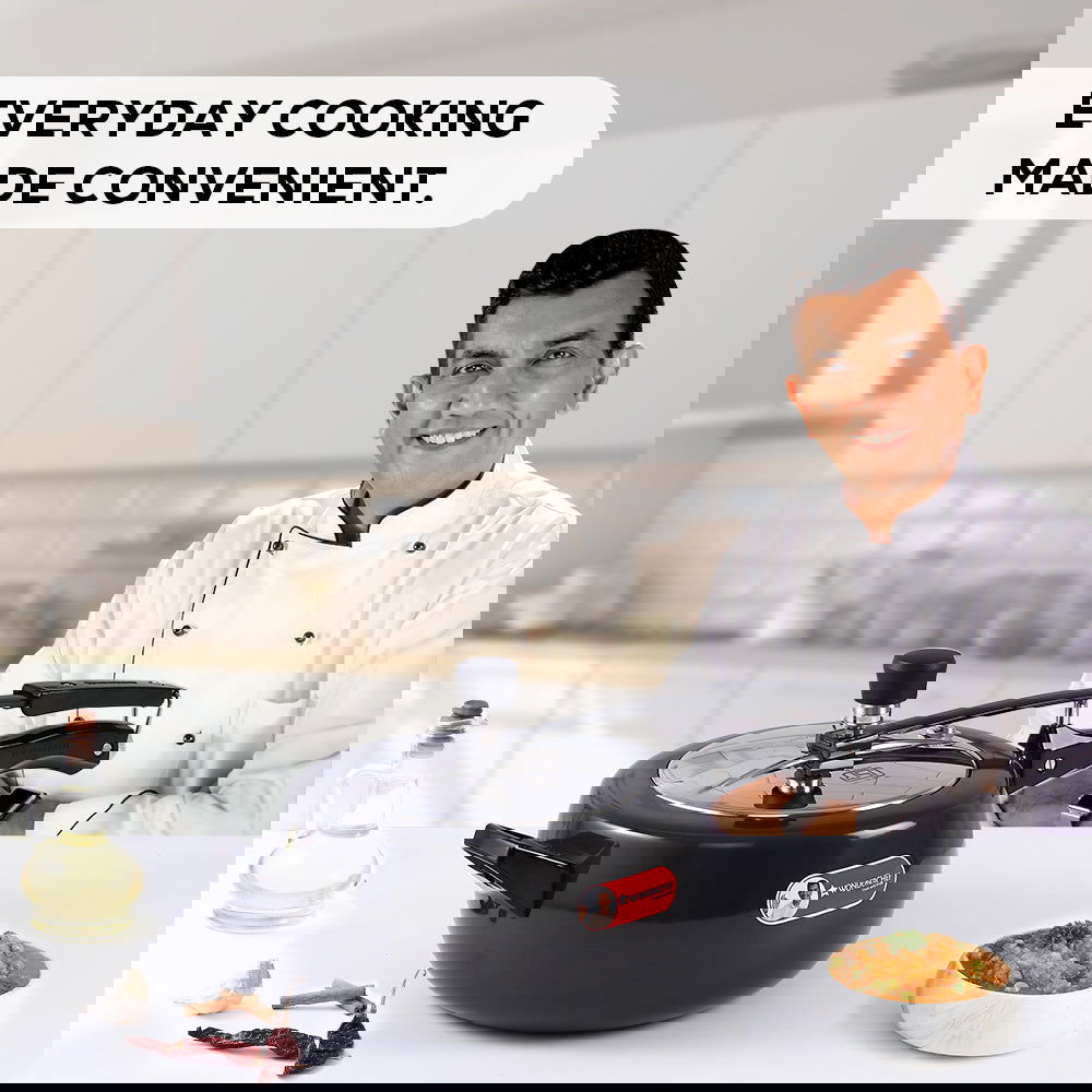 Taurus Hard Anodized 5L Inner Lid Pressure Cooker, SS Lid, Cool Touch Handles for Durability,  Induction Friendly, Black, 5 year warranty, ISI Certified