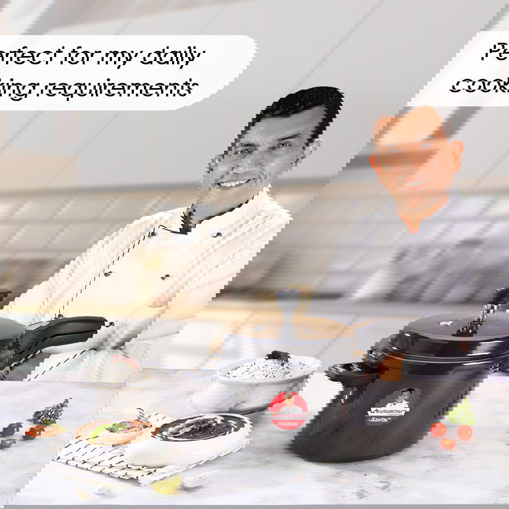 Taurus Hard Anodized 5L Outer Lid Pressure Cooker, SS Lid, Soft Touch Handles for Durability,  Induction Friendly, Black, 5 year warranty, ISI Certified