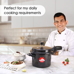 Taurus Hard Anodized 5L Outer Lid Pressure Cooker, SS Lid, Soft Touch Handles for Durability,  Induction Friendly, Black, 5 year warranty, ISI Certified
