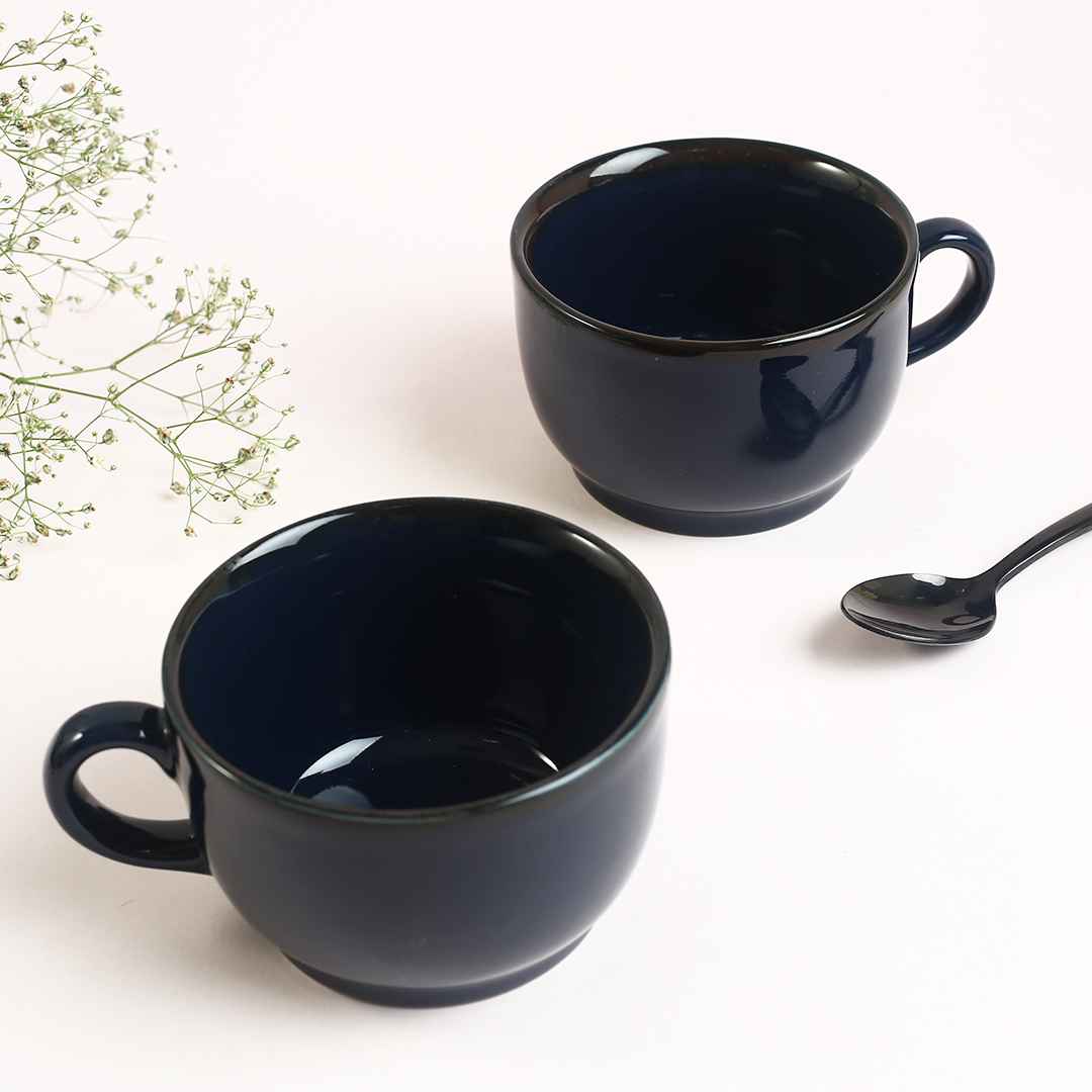 Teramo Navy Blue Glaze Soup Mug Set of 2