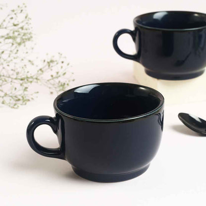 Teramo Navy Blue Glaze Soup Mug Set of 2