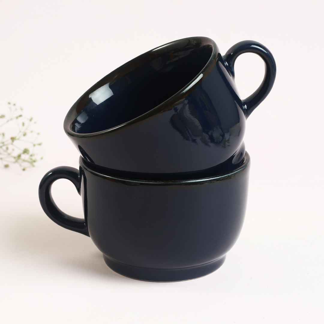 Teramo Navy Blue Glaze Soup Mug Set of 2