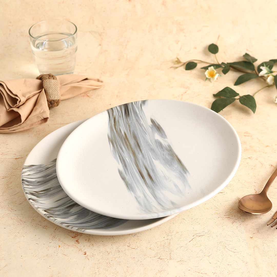 Teramo Stoneware 11" Dinner Plate - Marble White (Set of 2)