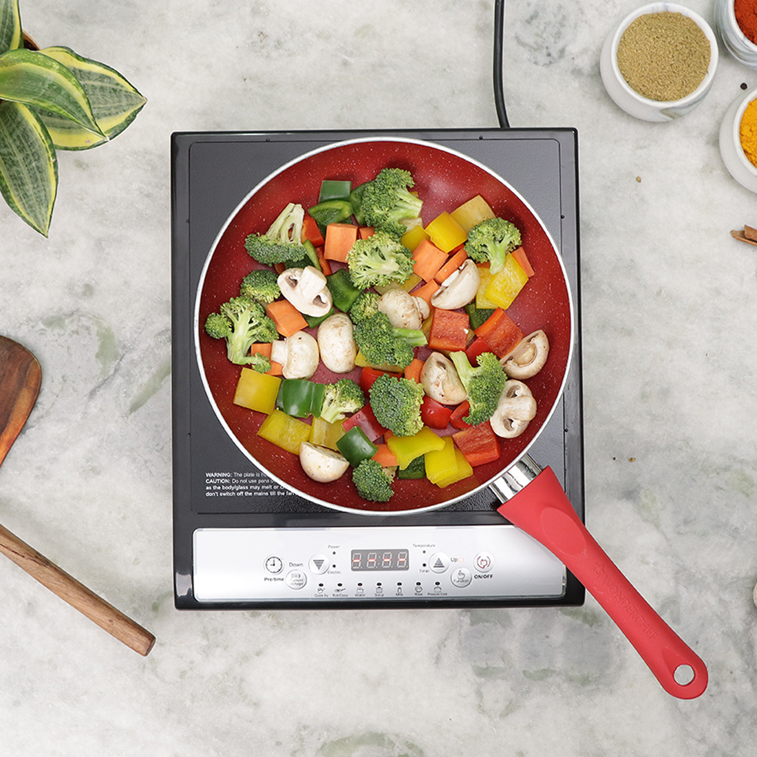 Wonderchef Torino Induction Cooktop with 11 Pre-set Cooking Menus|2000 Watt Induction Cooktop| Eco-friendly IGBT Technol
