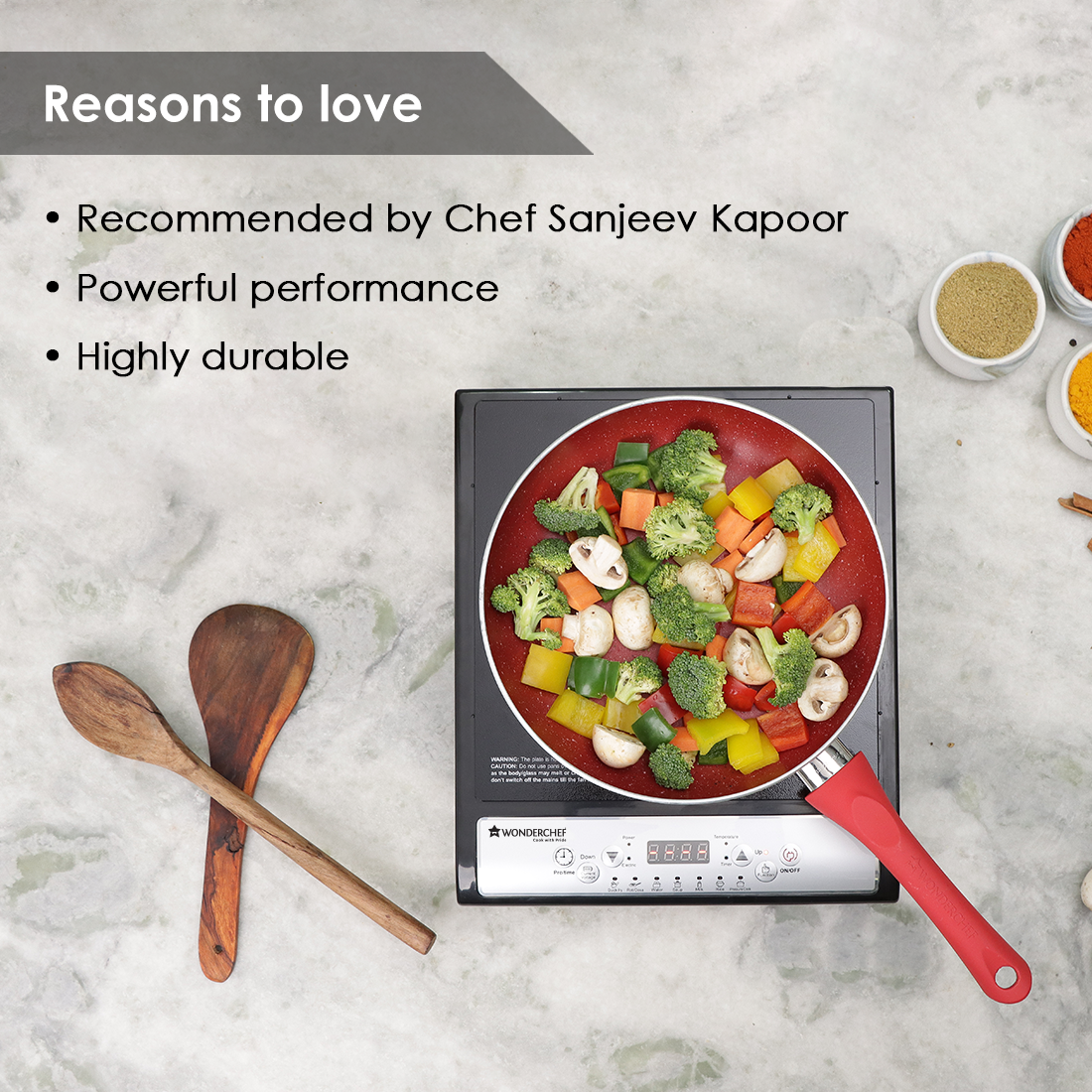 Wonderchef Torino Induction Cooktop with 11 Pre-set Cooking Menus|2000 Watt Induction Cooktop| Eco-friendly IGBT Technol