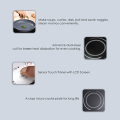 Wonderchef Torino Induction Cooktop with 11 Pre-set Cooking Menus|2000 Watt Induction Cooktop| Eco-friendly IGBT Technol