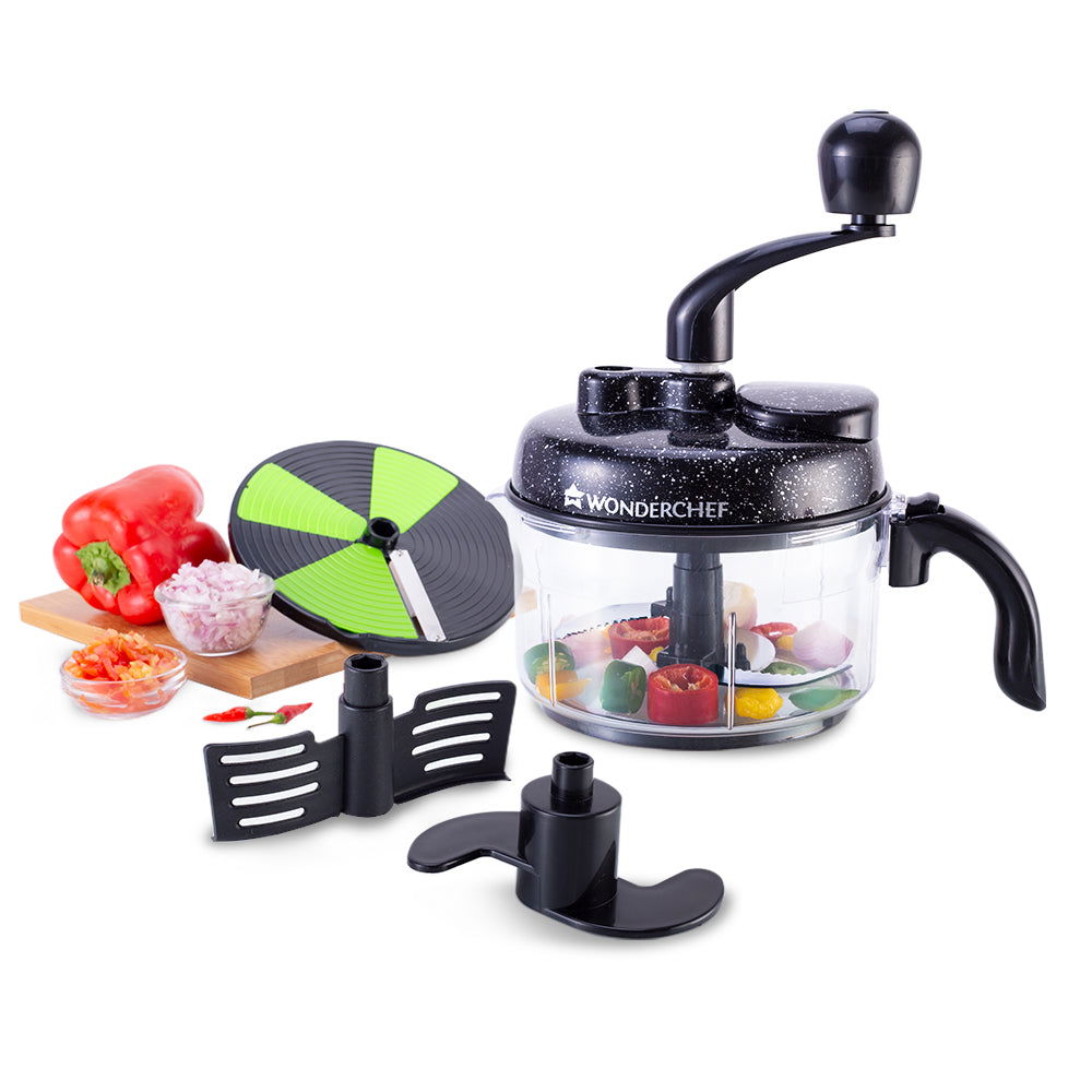 Wonderchef Turbo Dual Speed Food Processor, Multi-purpose, High Speed, Chop Vegetables, Julienne, Whisk, Slice, Mince, K